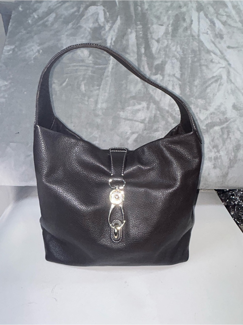 Dooney & Bourke Lucca Classic Leather Hobo Shoulder Bag in Dark Brown